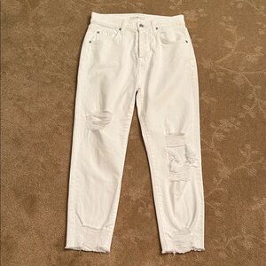 7 For All Mankind White Distressed Jeans, Sz 26